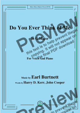 page one of Earl Burtnett-Do You Ever Think of Me,in G Major,for Voice and Piano