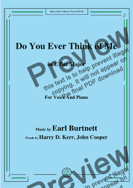 page one of Earl Burtnett-Do You Ever Think of Me,in E flat Major,for Voice and Piano