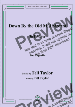 page one of Tell Taylor-Down By the Old Mill Stream,in F Major,for Cappella