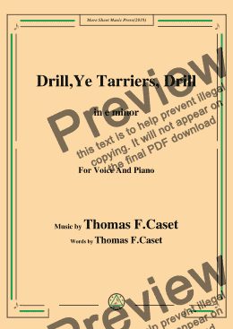 page one of Thomas F. Caset-Drill Ye,Tarriers, Drill,in e minor,for Voice and Piano