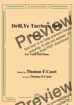 page one of Thomas F. Caset-Drill Ye,Tarriers, Drill,in f minor,for Voice and Piano