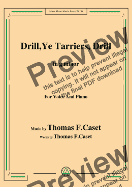 page one of Thomas F. Caset-Drill Ye,Tarriers, Drill,in g minor,for Voice and Piano