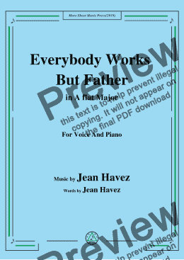 page one of Jean Havez-Everybody Works But Father,in A flat Major,for Voice and Piano