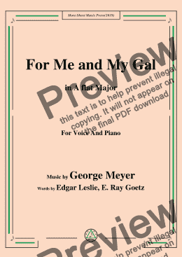 page one of George Meyer-For Me and My Gal,in A flat Major,for Voice and Piano