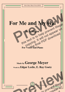 page one of George Meyer-For Me and My Gal,in A Major,for Voice and Piano