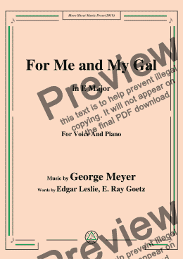 page one of George Meyer-For Me and My Gal,in E Major,for Voice and Piano