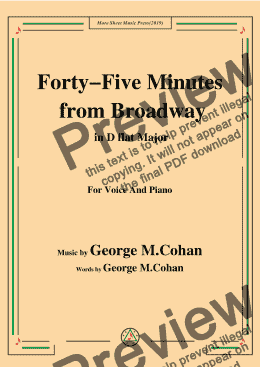 page one of George M. Cohan-Forty-Five Minutes from Broadway,in D flat Major,for Voice&Pno