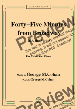 page one of George M. Cohan-Forty-Five Minutes from Broadway,in A flat Major,for Voice&Pno