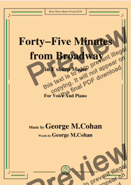 page one of George M. Cohan-Forty-Five Minutes from Broadway,in F sharp Major,for Voice&Pno