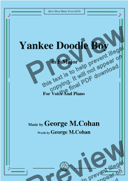 page one of George M. Cohan-Yankee Doodle Boy,in F Major,for Voice and Piano