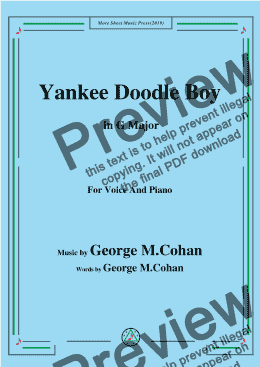 page one of George M. Cohan-Yankee Doodle Boy,in G Major,for Voice and Piano