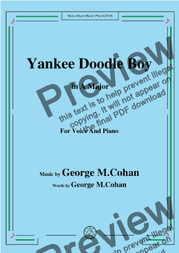 page one of George M. Cohan-Yankee Doodle Boy,in A Major,for Voice and Piano