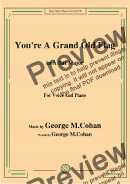 page one of George M. Cohan-You're A Grand Old Flag,in A flat Major,for Voice and Pno