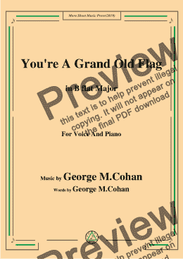 page one of George M. Cohan-You're A Grand Old Flag,in B flat Major,for Voice and Pno