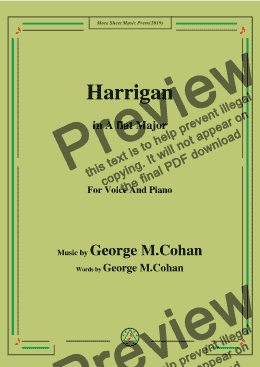 page one of George M. Cohan.-Harrigan,in A flat Major,for Voice and Piano