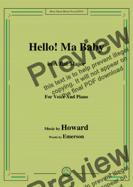 page one of Howard-Hello! Ma Baby,in A flat Major,for Voice and Piano