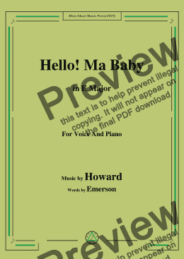 page one of Howard-Hello! Ma Baby,in E Major,for Voice and Piano