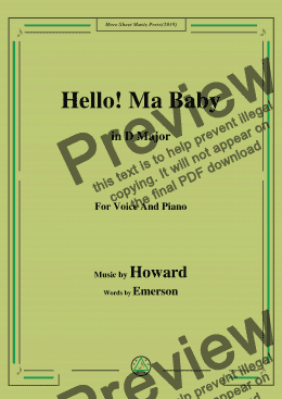 page one of Howard-Hello! Ma Baby,in D Major,for Voice and Piano