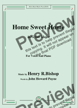 page one of Henry R. Bishop-Home Sweet Home,in G flat Major,for Voice and Piano