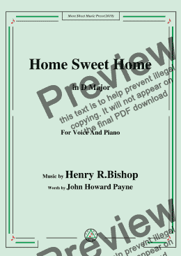 page one of Henry R. Bishop-Home Sweet Home,in D Major,for Voice and Piano