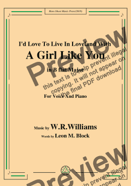 page one of W. R. Williams-I'd Love To Live In Loveland With A Girl Like You,in B flat Major,for Voice&Pno