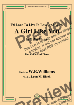 page one of W. R. Williams-I'd Love To Live In Loveland With A Girl Like You,in G flat Major,for Voice&Pno