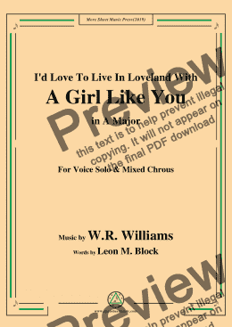 page one of W. R. Williams-I'd Love To Live In Loveland With A Girl Like You,in A Major,for Chrous