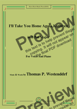 page one of Thomas P. Westenddrf-I'll Take You Home Again,Kathleen,in B flat Major,for Voice&Pno