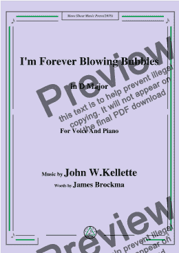 page one of John W. Kellette-I'm Forever Blowing Bubbles,in D Major,for Voice and Piano