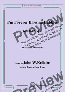 page one of John W. Kellette-I'm Forever Blowing Bubbles,in E flat Major,for Voice and Piano