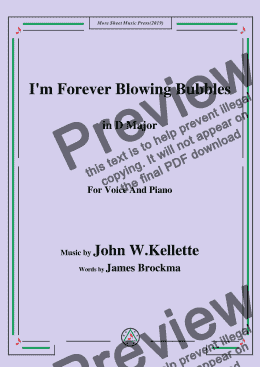 page one of John W. Kellette-I'm Forever Blowing Bubbles,in E Major,for Voice and Piano