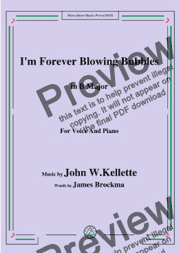 page one of John W. Kellette-I'm Forever Blowing Bubbles,in B Major,for Voice and Piano