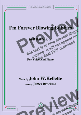 page one of John W. Kellette-I'm Forever Blowing Bubbles,in B flat Major,for Voice and Piano