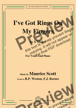 page one of Maurice Scott-I've Got Rings On My Fingers,in A Major,for Voice and Piano