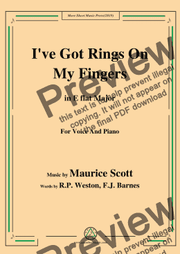 page one of Maurice Scott-I've Got Rings On My Fingers,in E flat Major,for Voice and Piano