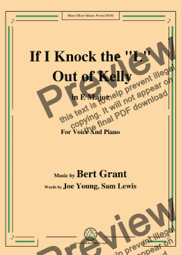 page one of Bert Grant-If I Knock the 'L' Out of Kelly,in E Major,for Voice and Piano