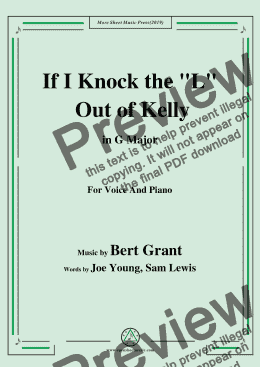 page one of Bert Grant-If I Knock the 'L' Out of Kelly,in G Major,for Voice and Piano