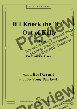 page one of Bert Grant-If I Knock the 'L' Out of Kelly,in B Major,for Voice and Piano