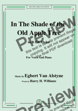 page one of Egbert Van Alstyne-In The Shade of the Old Apple Tree,in B flat Major,for Voice&Pno