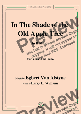 page one of Egbert Van Alstyne-In The Shade of the Old Apple Tree,in B Major,for Voice&Pno