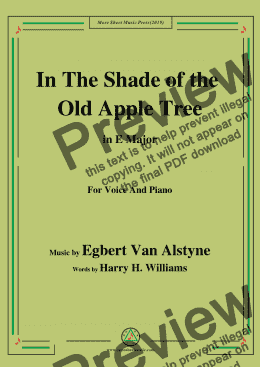 page one of Egbert Van Alstyne-In The Shade of the Old Apple Tree,in E Major,for Voice&Pno