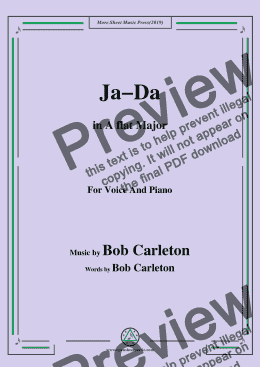 page one of Bob Carleton-Ja-Da,in A flat Major,for Voice and Piano