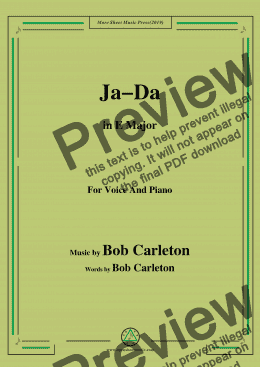 page one of Bob Carleton-Ja-Da,in E Major,for Voice and Piano