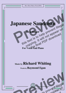 page one of Richard Whiting-Japanese Sandman,in a minor,for Voice and Piano