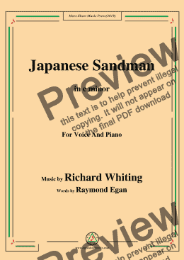 page one of Richard Whiting-Japanese Sandman,in e minor,for Voice and Piano