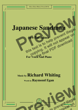 page one of Richard Whiting-Japanese Sandman,in e flat minor,for Voice and Piano