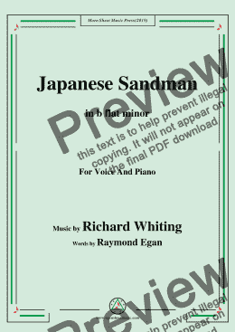 page one of Richard Whiting-Japanese Sandman,in b flat minor,for Voice and Piano