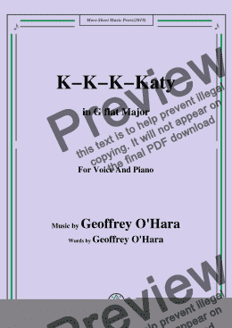 page one of Geoffrey O'Hara-K-K-K-Katy,in G flat Major,for Voice and Piano