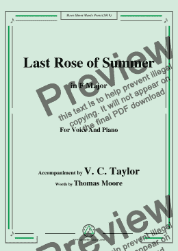 page one of V. C. Taylor-The Last Rose of Summer,in F Major,for Voice and Piano