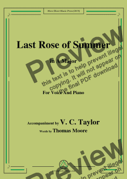 page one of V. C. Taylor-The Last Rose of Summer,in A Major,for Voice and Piano